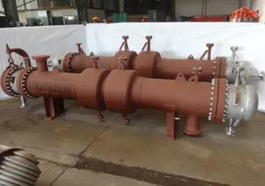 Industrial heat exchanger skid ready for dispatch
